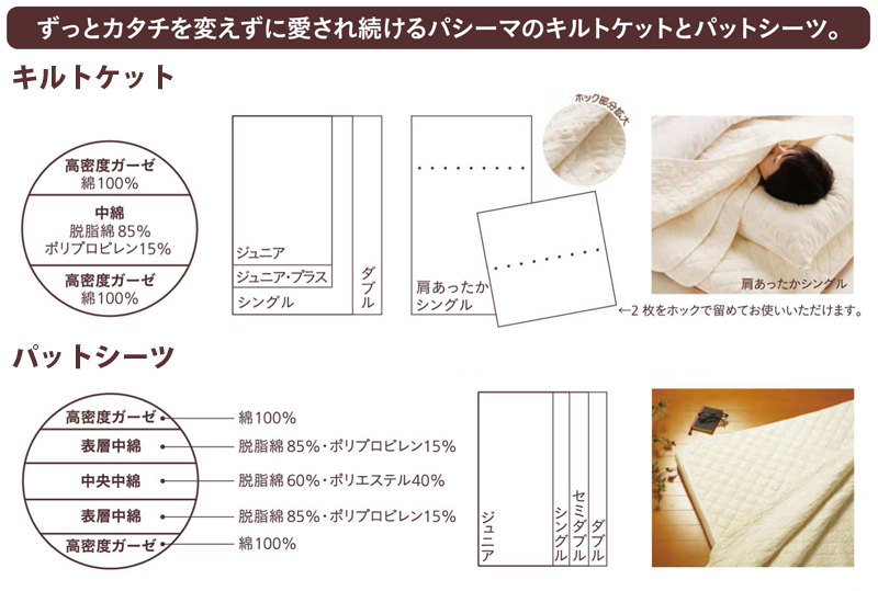 脱脂綿とガーゼでつくる究極の寝具 pasima